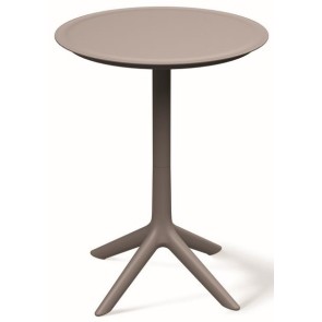 OUTDOOR COFFEE SIDE TABLE RIMO TAUPE PP GLASS FIBER ROUND...