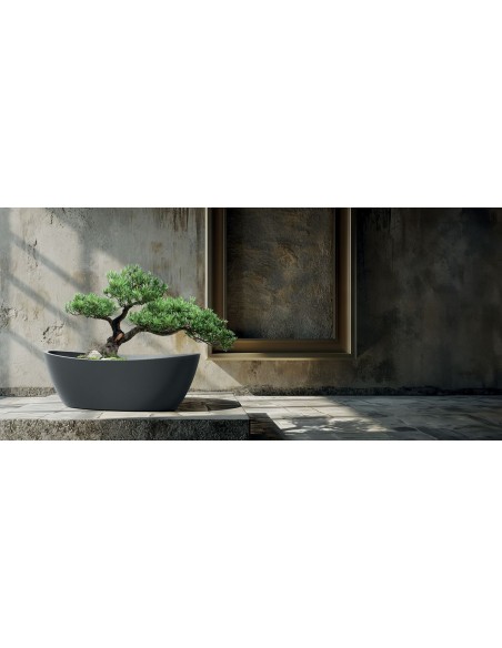 GARDEN POT ARIA 40xH20 SAND OVAL POLYETHYLENE
