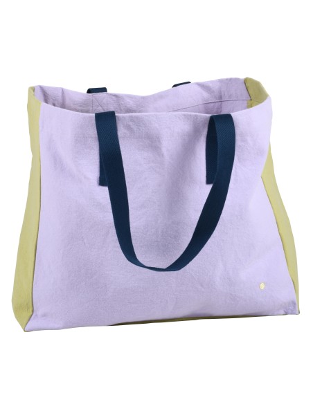 SHOPPING BAG LA CERISE TRICOLO LILAS ANANAS 38X46 100%ORGANIC COTTON
