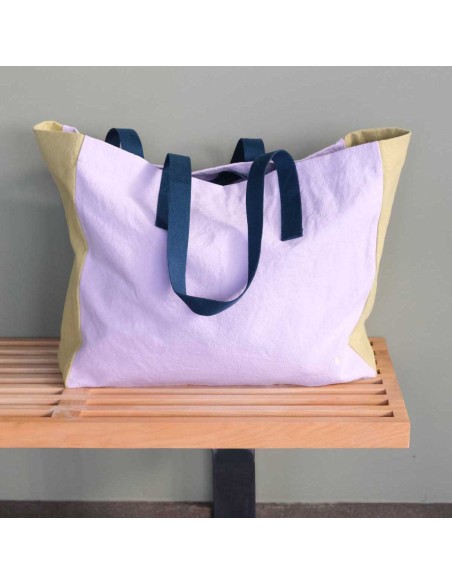 SHOPPING BAG LA CERISE TRICOLO LILAS ANANAS 38X46 100%ORGANIC COTTON