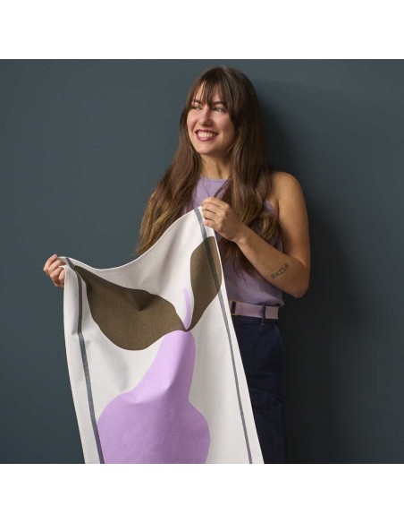 KITCHEN TOWEL LA CERISE POIRE LILAS 50X70 100% ORGANIC COTTON