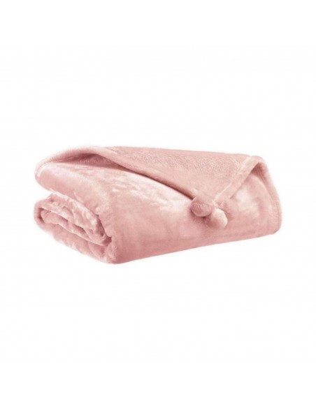 THROW VIVARAISE TENDER POMPONS AUBEPINE 130×170 100% POLYESTER