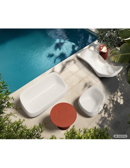 OUTDOOR COFFE TABLE VESSCO FVES863R-440R WHITE 76x57x30 PLASTIC FIBER GLASS