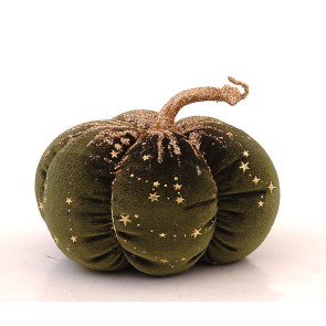 CHRISTMAS VELVET PUMPKIN 16109 16CM GREEN