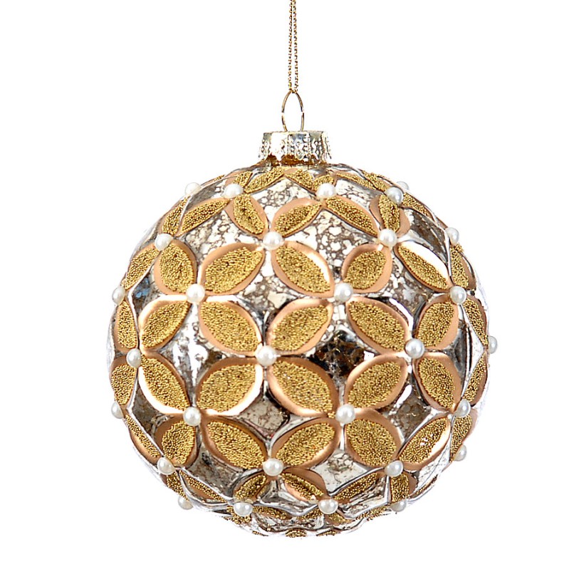 CHRISTAMAS BALL 11341 10CM GOLD GLASS